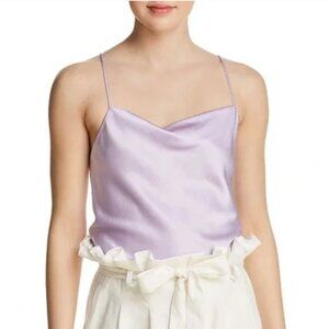 Alice + Olivia Harmon Drapey Cowl-Neck Camisole Tank Lavender M